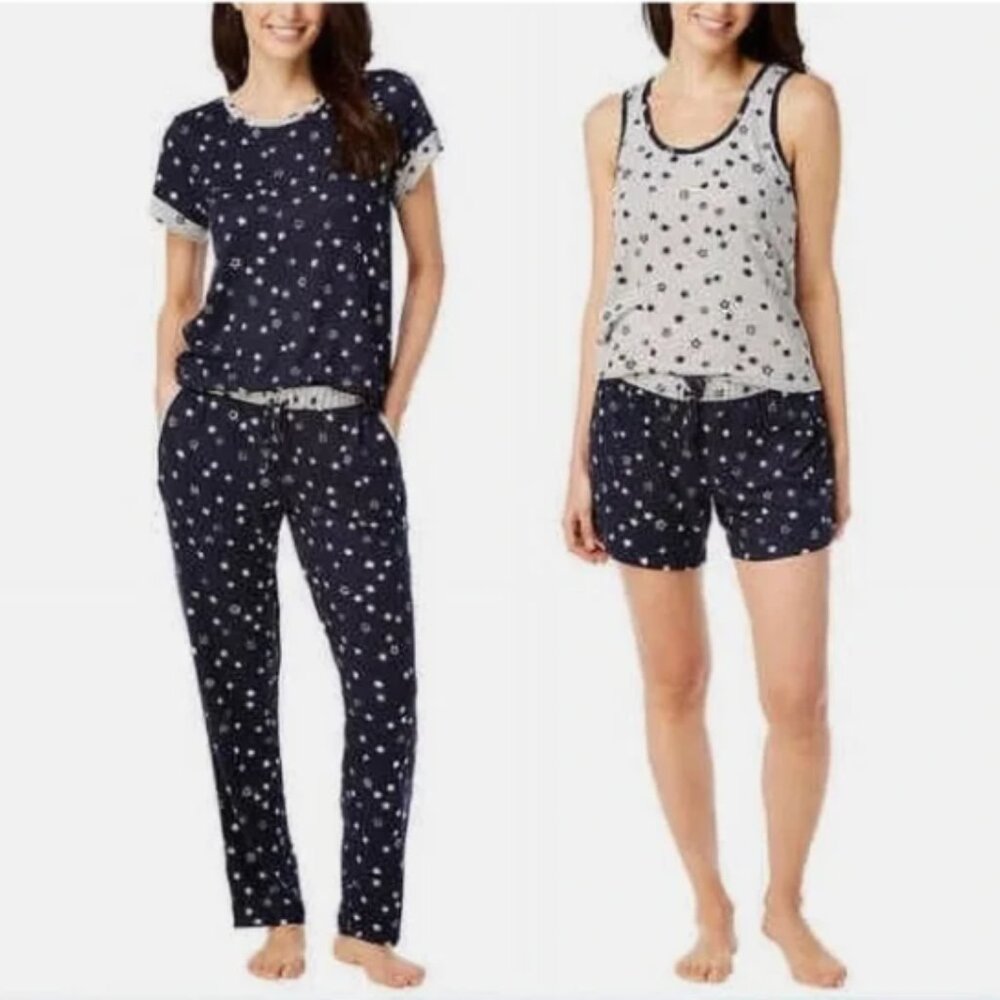 Lucky Brand 4 Piece Pajama Set, Tee, Tank, Short & Pant - XS